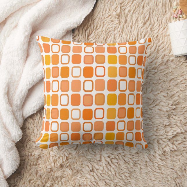 Orangene Quadrate-Design Kissen (Decke)