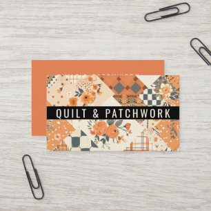 Orangene Quilt-Patchwork-Handmade-Kleidung Visitenkarte