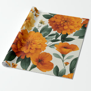 Orangene Ringelblume Botanische Blumen Aquarell He Geschenkpapier