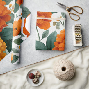 Orangene Ringelblume Botanische Blumen Aquarell He Geschenkpapier