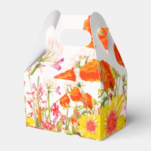 Orangene, rosa und gelbe Blumen Geschenkbox Geschenkschachtel
