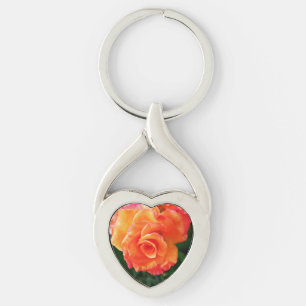 Orangene Rose Schlüsselanhänger