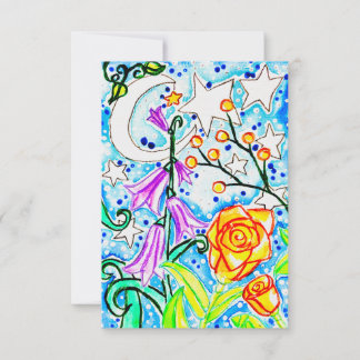 Orangene Rosen und violette Glockenblume Einladung