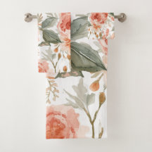 Orangene Rosen Wasserfarbe Botanisch Korallen Blum