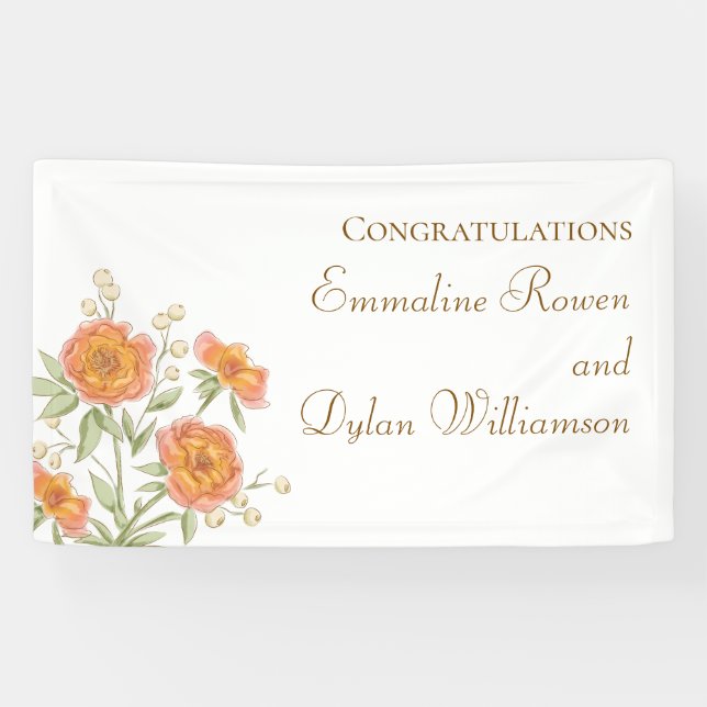 Orangene Rosenhochzeit Banner (Horizontal)