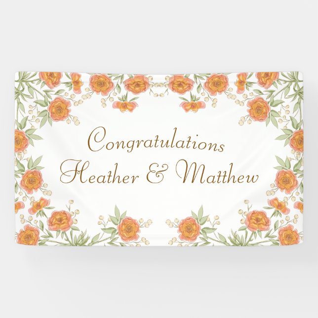 Orangene Rosenhochzeit Banner (Horizontal)