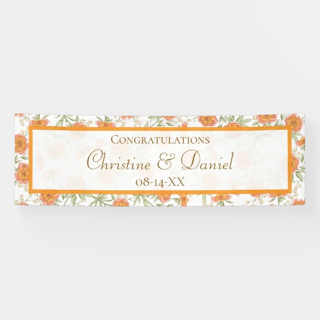 Orangene Rosenhochzeit Banner (Horizontal)