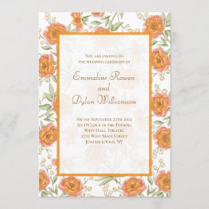 Orangene Rosenhochzeit Einladung