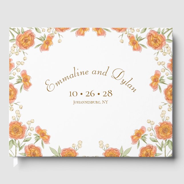 Orangene Rosenhochzeit Gästebuch (Vorderseite)