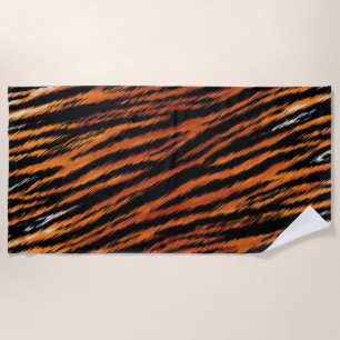 Orangene schwarze Tigerstreifen Tierprint Strandtuch