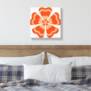 Orangene stilisierte Retro-Blume  Leinwanddruck