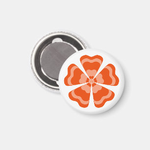 Orangene stilisierte Retro-Blume Magnet