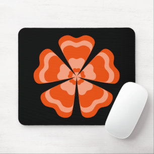 Orangene stilisierte Retro-Blume  Mousepad