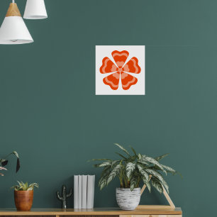 Orangene stilisierte Retro-Blume Poster