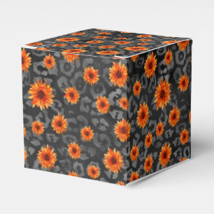 Orangene Totenköpfe und Sonnenblumen-Serie Design Geschenkschachtel