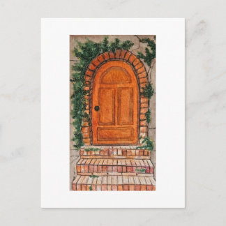 Orangene Tür Postkarte