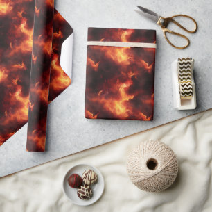 Orangene und schwarze Flammen  Geschenkpapier