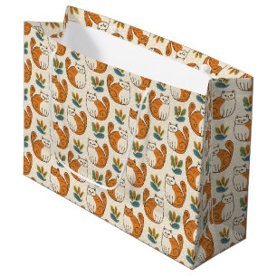 Orangene und weiße Katzen im naiven Kunststil Große Geschenktüte