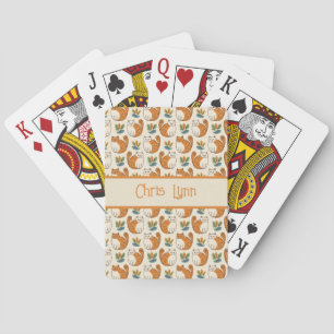 Orangene und weiße Katzen Naive Kunst Stil Spielkarten