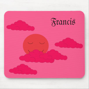 Orangene untergehende Sonne am roten Himmel:  Mousepad