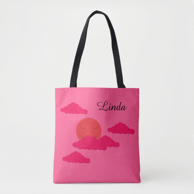 Orangene untergehende Sonne: Fuchsia Tasche (Vorderseite)