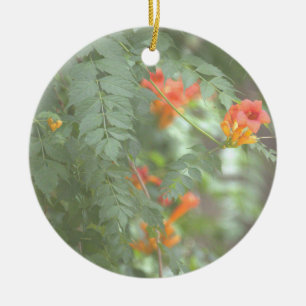 Orangene Wildblumen-Schmuck Keramik Ornament