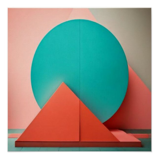 Orangene Würfel Explosion Geometrisch Abstrakt Poster (Vorderseite)