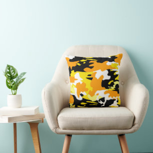 Orangener Camo-Wurfkissen Kissen