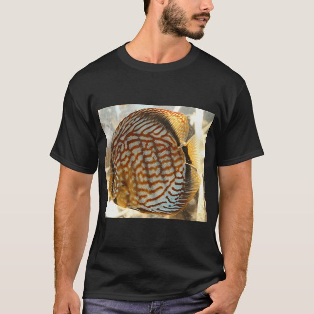 Orangener Diskusfischdruck T-Shirt (Vorderseite)