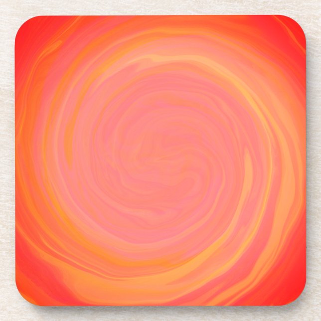 Orangener Flammenwirbel Getränkeuntersetzer (Vorderseite)