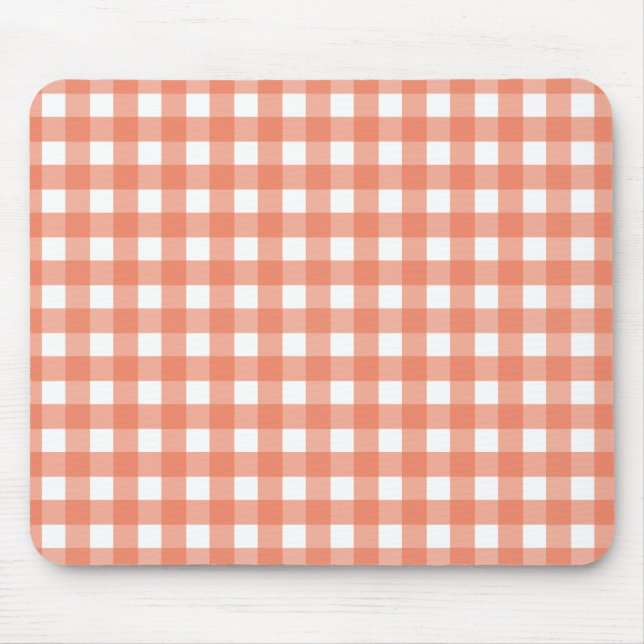 Orangener Gingham Mousepad (Vorne)