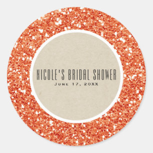 Orangener Glitter & Rustikale Kraft Herbst Glanz G Runder Aufkleber