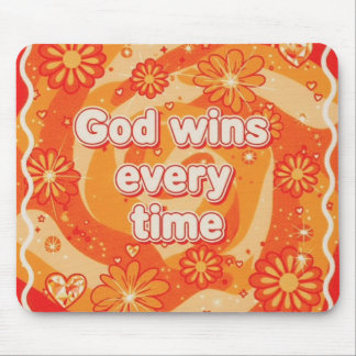 Orangener Gott gewinnt jedes Mal christlicher Glau Mousepad