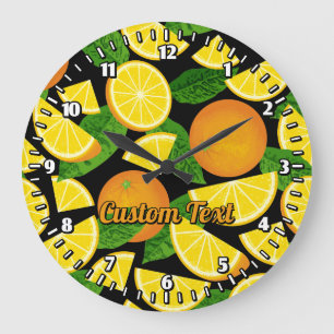 Orangener Hintergrund Große Wanduhr