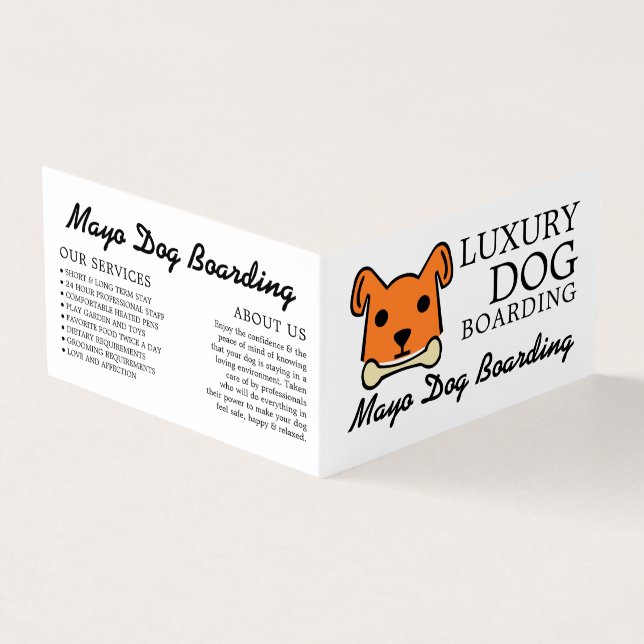 Orangener Hund mit Knochen, Hunde Boarding im Deta Visitenkarten (Vorderseite)
