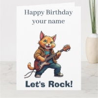 Orangener Katze Gitarre Spieler