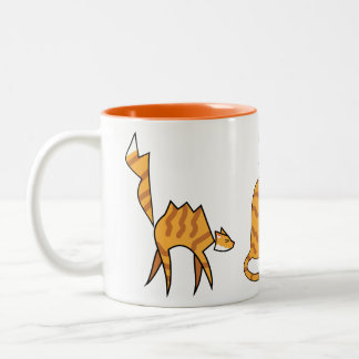 Orangener Katzenbecher Zweifarbige Tasse