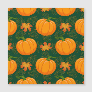 Orangener Kürbis Herbstlaub Muster Magnetkarte