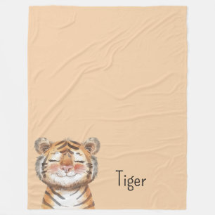 Orangener Tiger Fleecedecke
