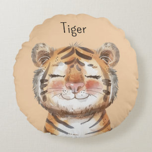 Orangener Tiger Rundes Kissen