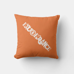 Orangener Überschwang mit abgenutzter Typografie Kissen