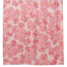 Orangener und rosa Blumenbadvorhang modern