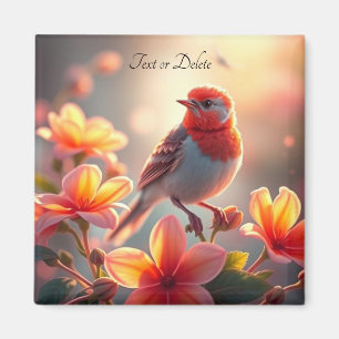 Orangener Vogel Blumenmagnet Magnet
