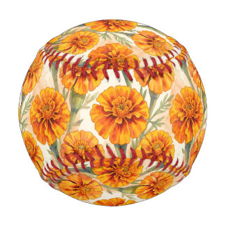 Orangenes Tagetes-Blumenmuster Baseball