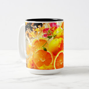 Orangenexplosion Zweifarbige Tasse