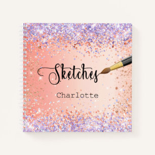 Orangenfarbene Lavafarbe der Rose Sketchbook Notizbuch