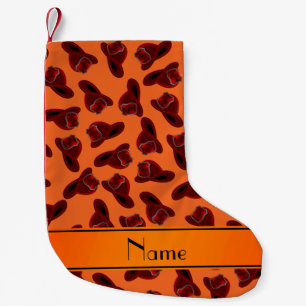 Orangenfeuerhelme mit personalisiertem Namen Kleiner Weihnachtsstrumpf
