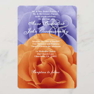 Orangenflame und Lila Rose Hochzeitsvorlage A5 Einladung