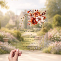 Orangenflorale Goldfarben, geometrische Hochzeit
