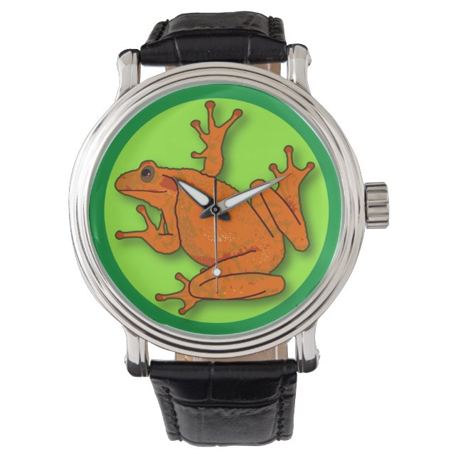 Orangenfrösche Armbanduhr (Vorderseite)
